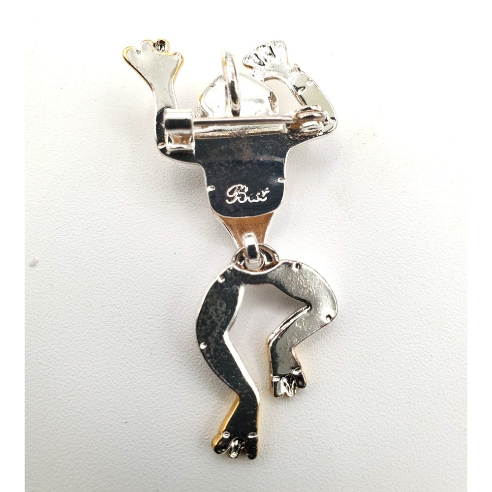 Vintage Frog w Articulating Legs Pendant & Brooch Pin Gold & Silver Tone - Picture 4 of 5